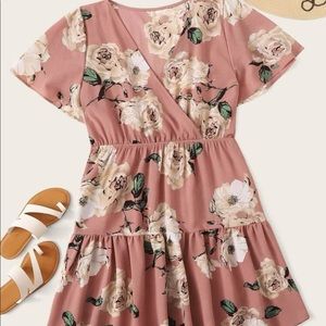 Floral print, pink, fit and flair dress
